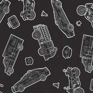 Save the Day - Black Novelty Fat Quarter by Benartex