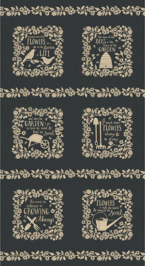 Bloom and Grow - Black Floral Panel | Moda 7056