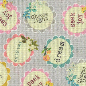Word Medallion - Grey | Benartex 16023-08