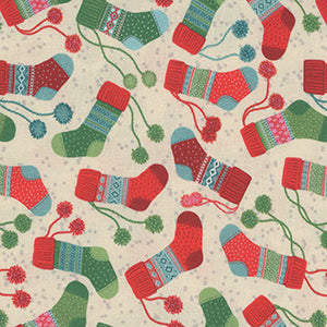 Christmas Miniatures III - Cream Christmas Fat Quarter by P&B Textiles