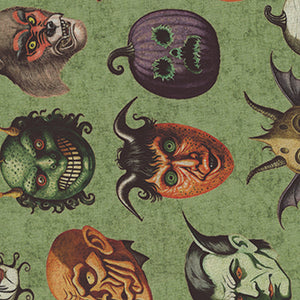 Creepsville - Green Halloween Fat Quarter by Quilting Treasures