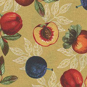 Fresh Fruit Toss - Gold Novelty by David Textiles