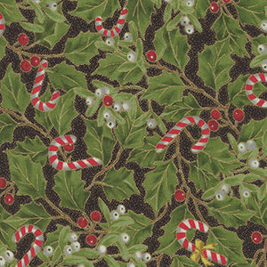 Merry Manor Metallic - Green Christmas by Moda