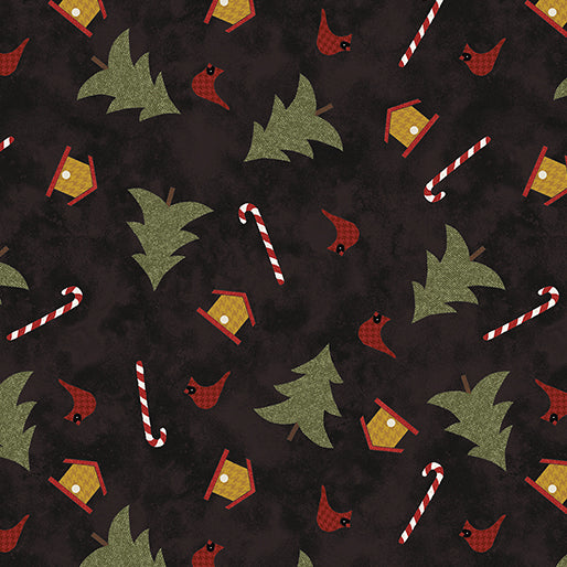 Snowballs - Tree Festival Black by Benartex