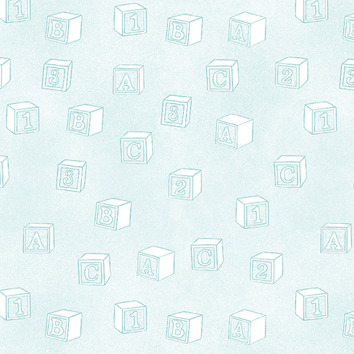 Simply Blessed - Baby Blocks Light Turquoise by Benartex