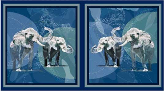 Extraordinary Elephants - Blue Panel | Quilting Treasures 28776-N