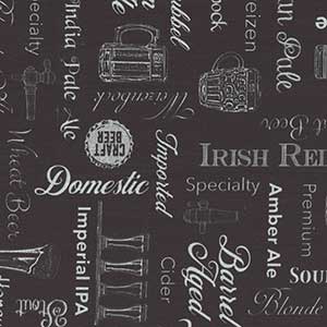 On Tap - Black Novelty Fat Quarter by Quilting Treasures