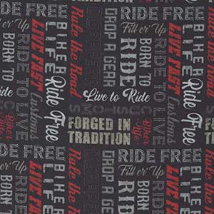 Ride Free - Black Novelty Fat Quarter by Quilting Treasures