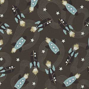 Ready Your Rockets - Black Novelty Fat Quarter by Michael Miller