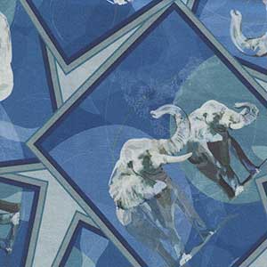 Extraordinary Elephants - Blue Novelty Fat Quarter by Quilting Treasures