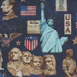 Indivisible - Blue Patriotic Fat Quarter by Quilting Treasures