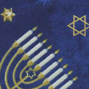 Stonehenge Happy Hanukkah - Blue Fat Quarter | Northcott 24777M-46