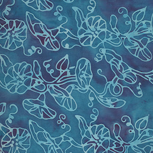 Bali Island Batiks - Blue Floral Fat Quarter by Island Batiks