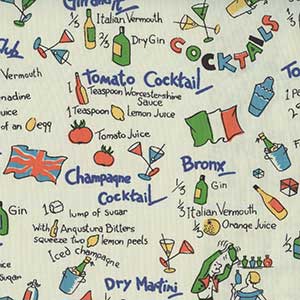 Dry Martini - Cream Novelty Fat Quarter by Michael Miller