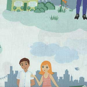 Paper Doll Park - White Novelty Fat Quarter by Michael Miller