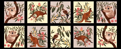 Aussie Friends - Cream Panel | Blank Quilting 2094-99