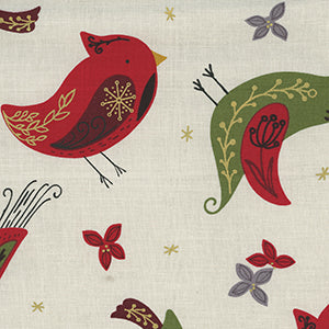 Bird Humbug - Cream Christmas Fat Quarter by Andover