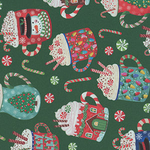 Christmas Miniatures III - Green Christmas Fat Quarter by P&B Textiles