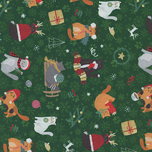 Christmas Miniatures II - Green Christmas Fat Quarter by P&B Textiles