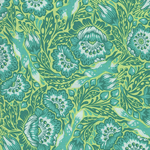 Tiny Beasts - Green Floral Fat Quarter by Free Spirit