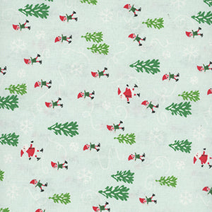 Merryland Skaters - Green Christmas Fat Quarter by 3 Wishes