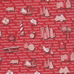 The Carolinas - Red Novelty Fat Quarter by Benartex