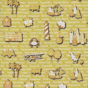 The Carolinas - Gold Novelty Fat Quarter by Benartex