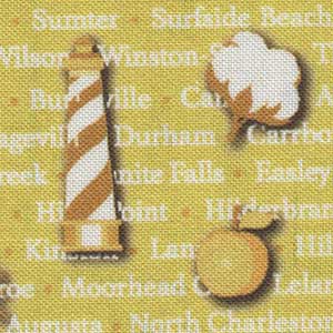 The Carolinas - Gold Novelty Fat Quarter | Benartex 13545-30