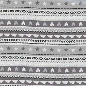 Hearts and Stripes - Gray Geometric by Michael Miller