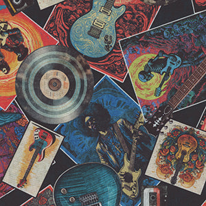 Rock N Roll Fantasy - Black Novelty by Quilting Treasures