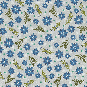 Snow Fall - Christmas Roses Blue Spruce by Benartex