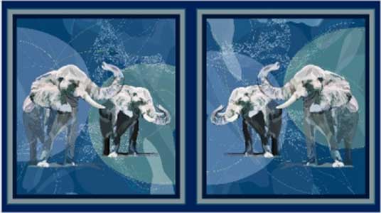 Extraordinary Elephants - Blue Panel by Quilting Treasures