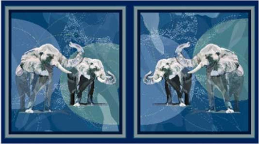 Extraordinary Elephants - Blue Panel by Quilting Treasures
