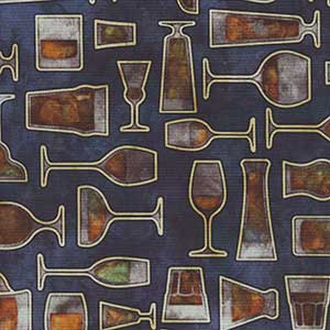 Cocktail Hour - Blue Novelty by Quilting Treasures