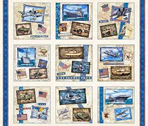 All-American - Blue Patriotic Panel by Quilting Treasures