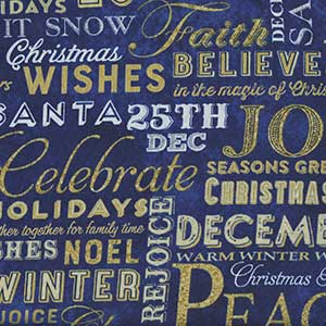 Stonehenge Christmas Joy - Blue Christmas by Northcott