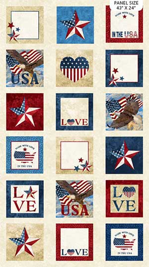 Stonehenge Stars & Stripes - Cream Patriotic Panel by Northcott