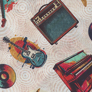 Rock N Roll Fantasy - White Novelty by Quilting Treasures