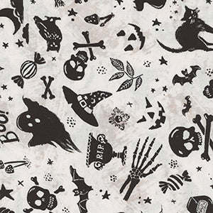 Midnight Hauntings - White Halloween by Wilmington Prints