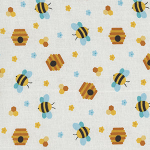 Beehive Party - White Novelty by David Textiles