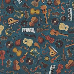 Tiny Tunes - Green Novelty by Quilting Treasures