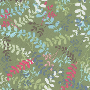 Snowy Weather Flannel - Green Floral by Free Spirit