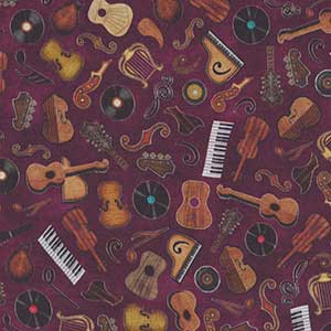 Tiny Tunes - Red Novelty by Quilting Treasures