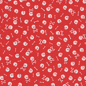 Skulls - Red Halloween by Timeless Treasures