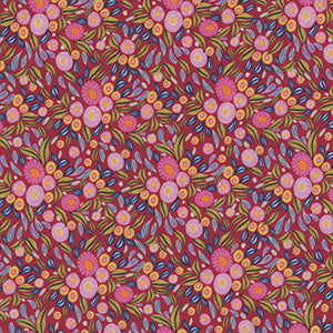 Paradise Blooms - Red Floral by Free Spirit