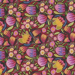 Paradise Blooms - Red Floral by Free Spirit
