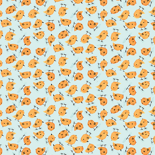 On the Farm - Farm Chicks Turquoise by Benartex