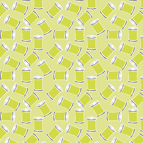 Sew Bloom - Stitch with Love Light Lime by Benartex