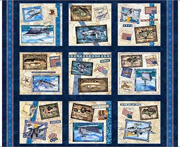 All American - Blue Patriotic Panel by Quilting Treasures