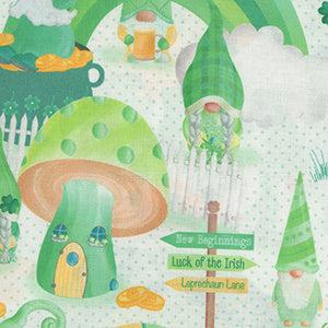 Luck of the Gnomes - White St. Patrick's Fat Quarter by Benartex